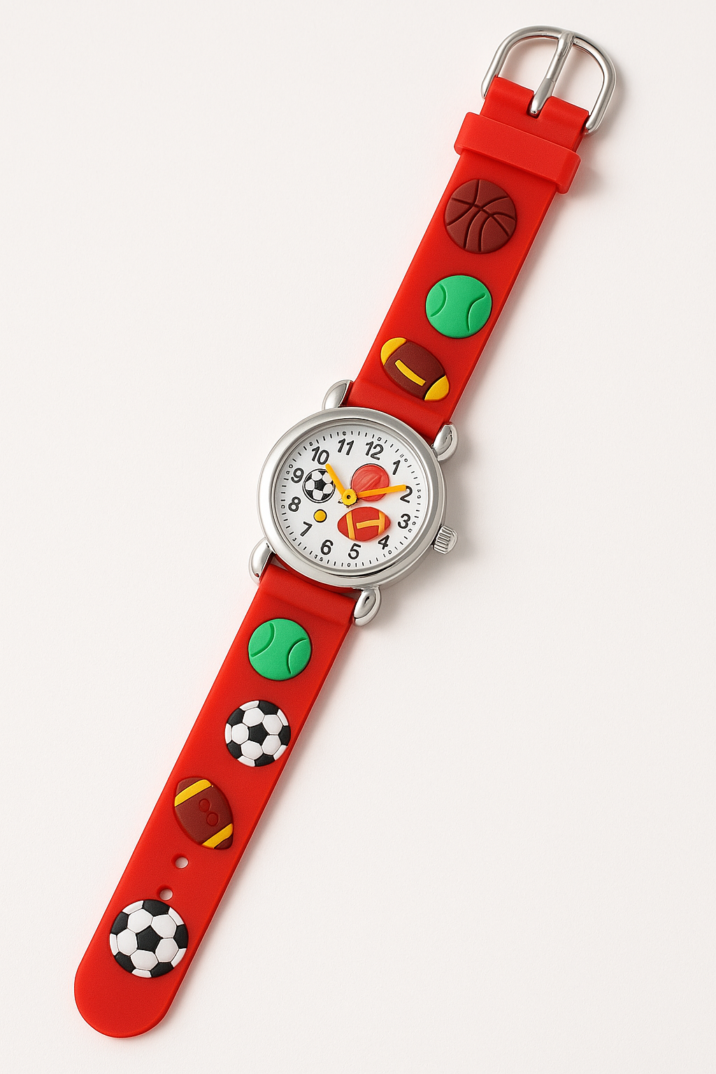 High Quality Cute Football Cartoon Children Watch Girls Rubber Kids Watches Boys Silicone Quartz Wristwatches (Random-Colour)