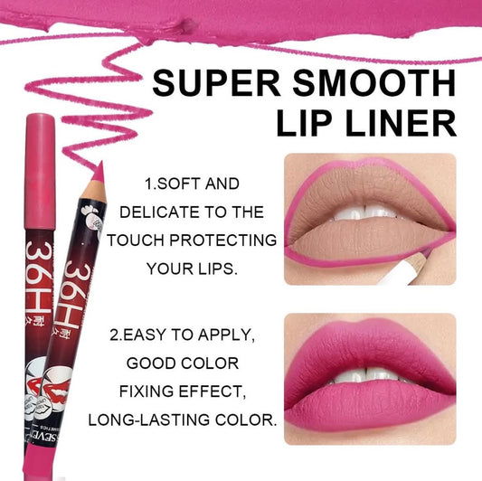 give me an customer attracting description of 36H Jumbo Lip Liner Pencil Pack – Long-Lasting Nude, Red & Pink Shades For Smooth Lip Definition