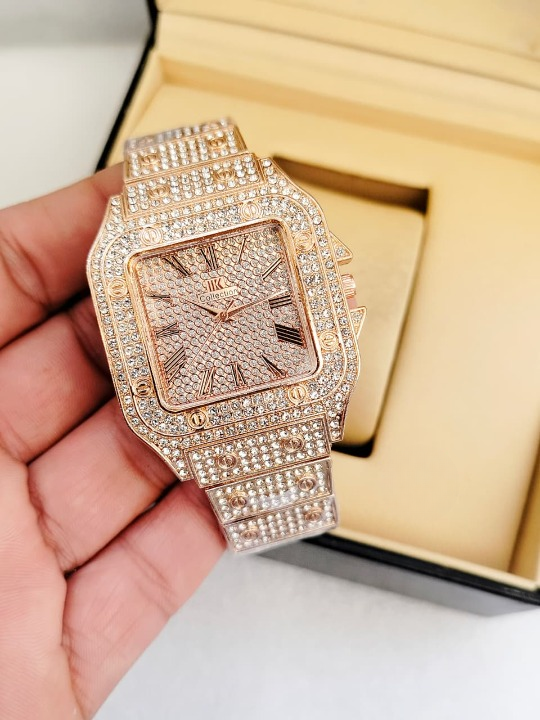 Ladies Stylish Stone Watch – Silver