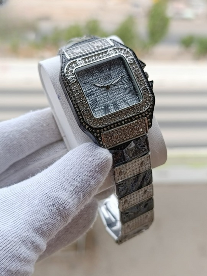 Ladies Stylish Stone Watch – Silver