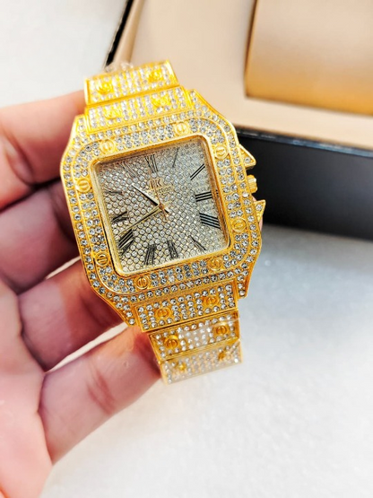 Ladies Stylish Stone Watch – Silver