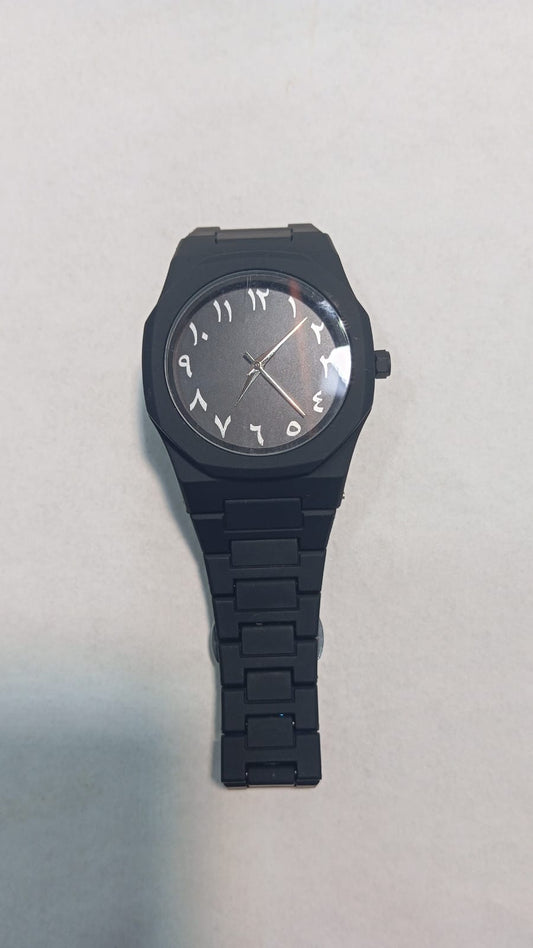 The Noir Eastern Minimalist – Matte Black Octagonal Timepiece ( Without Box)