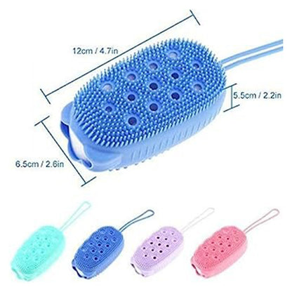 Silicone Body Scrubber Bath Sponge – Soft Exfoliating Shower Brush For Men & Women (Random Color)