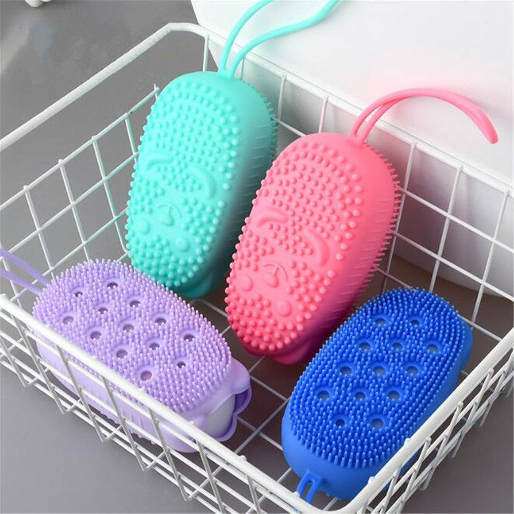 Silicone Body Scrubber Bath Sponge – Soft Exfoliating Shower Brush For Men & Women (Random Color)