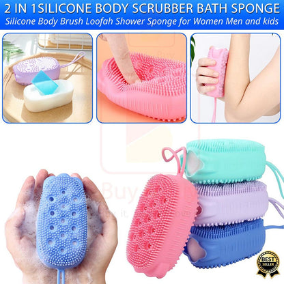 Silicone Body Scrubber Bath Sponge – Soft Exfoliating Shower Brush For Men & Women (Random Color)